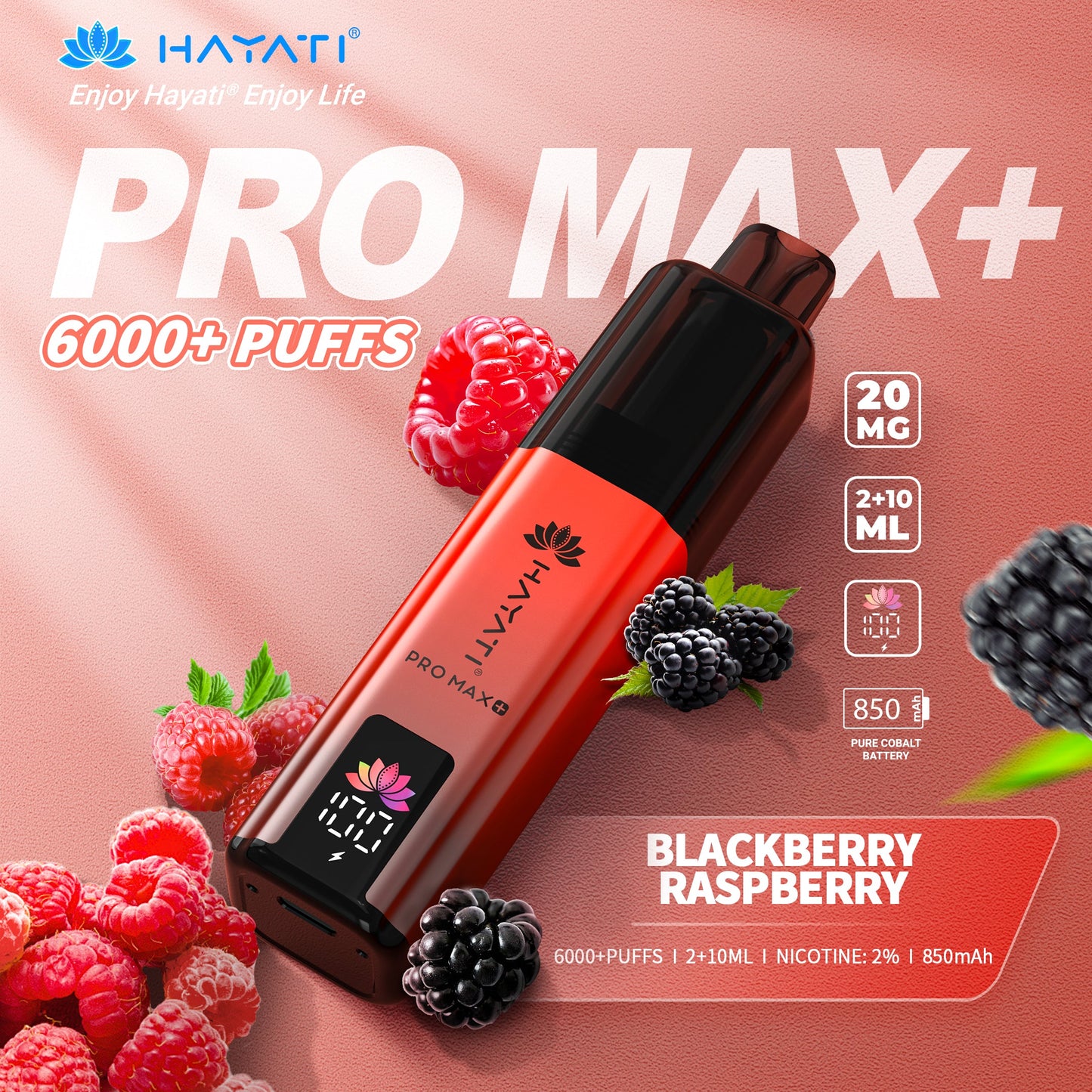 HAYATI PRO MAX PLUS KIT BLACKBERRY RASPBERRY 6000+Puffs