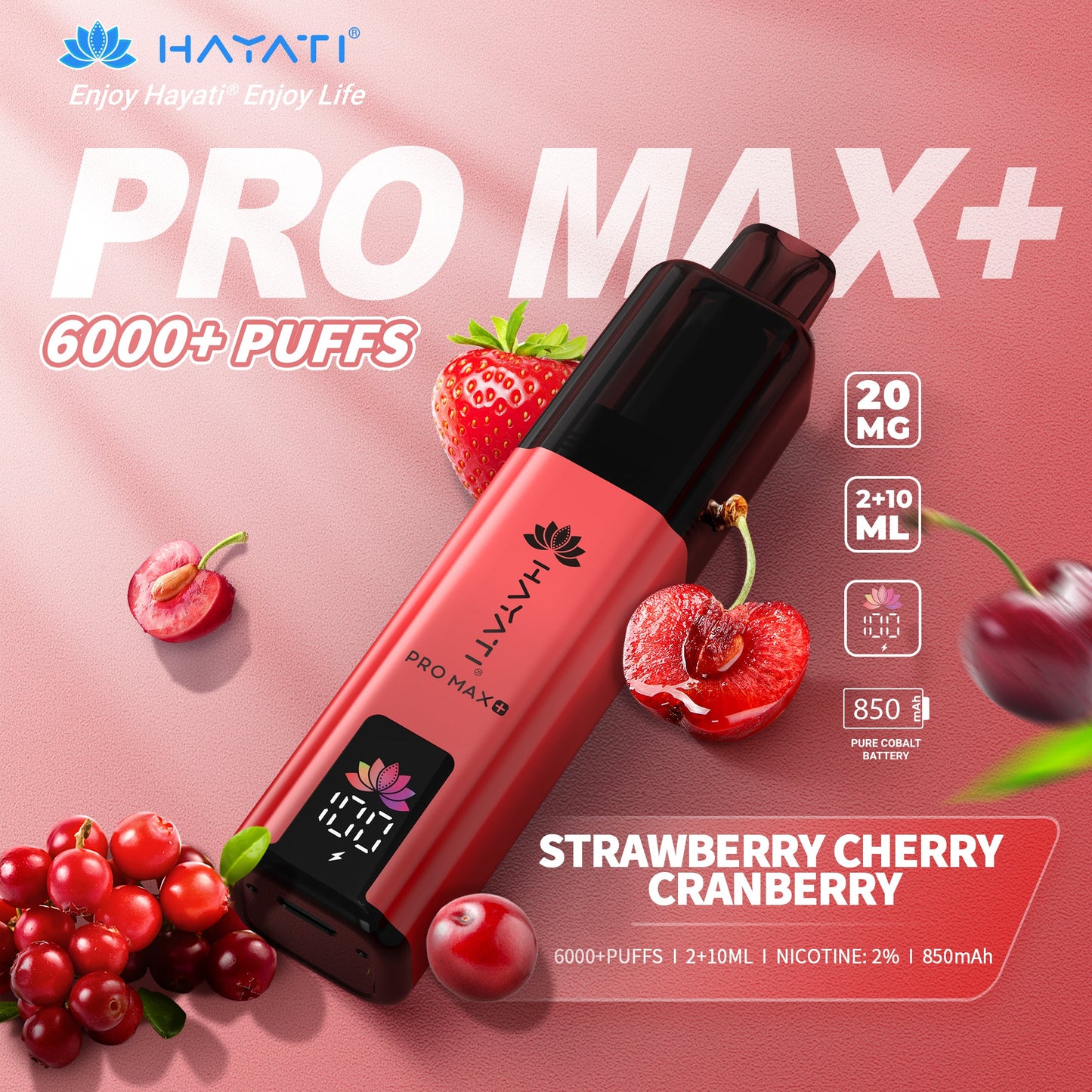 HAYATI PRO MAX PLUS KIT STRAWBERRY CHERRY CRANBERRY 6000+Puffs