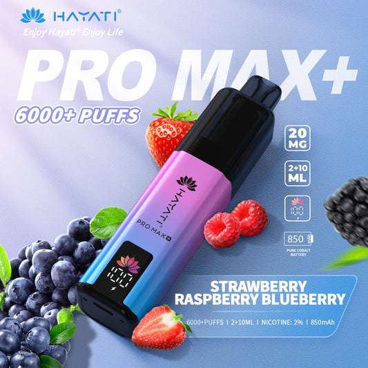 HAYATI PRO MAX PLUS KIT STRAWBERRY RASPBERRY BLUEBERRY 6000+Puffs